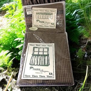 Park Designs Valance And Tiers 3 Piece‎ Set Cabin Quilt Plaid Rustic Primitive